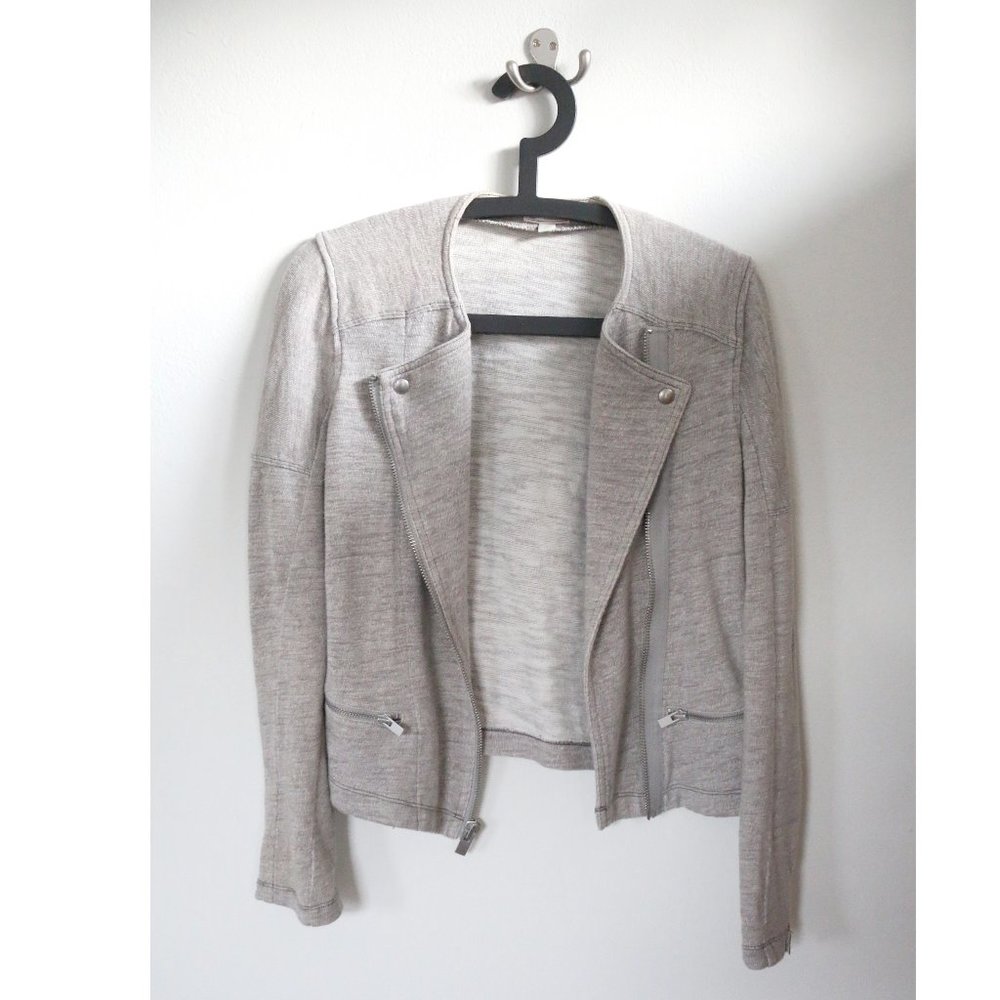 Gap Gray Cotton Knit Moto Style Jacket XS